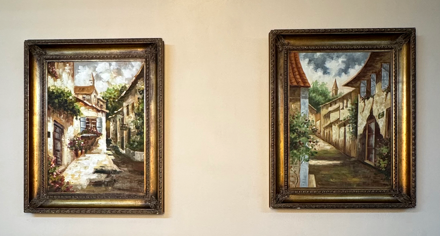 Par de Óleos con Paisajes Urbanos