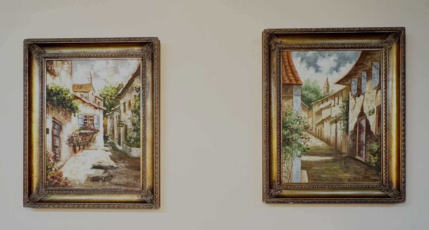 Par de Óleos con Paisajes Urbanos