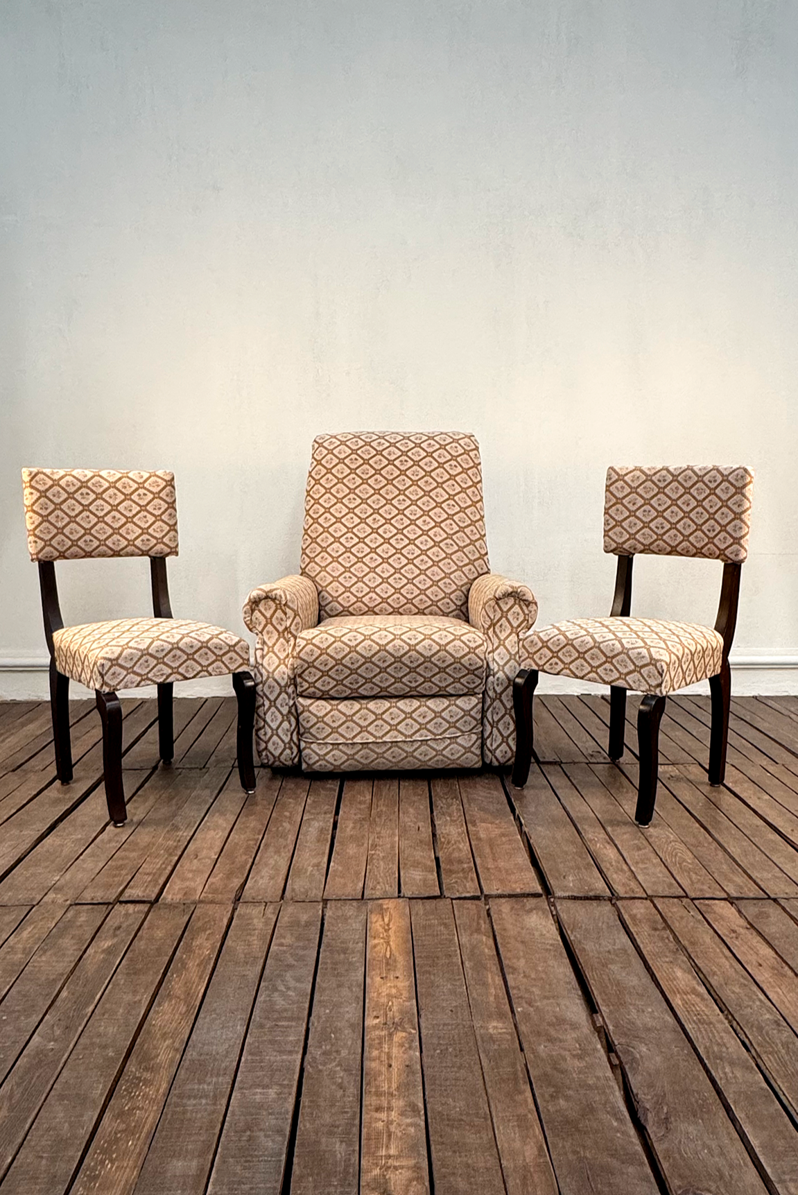 Conjunto de Sillas y Sillón Floreado
