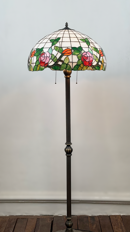 Lámpara de Pie Estilo Tiffany con Rosas