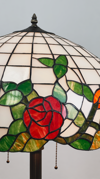 Lámpara de Pie Estilo Tiffany con Rosas