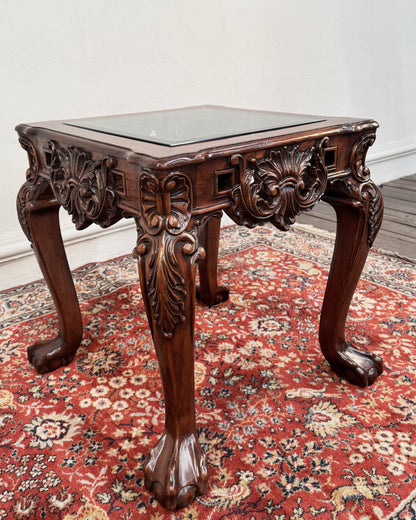 Mesa Auxiliar Vintage de Madera Tallada | Casa Perlo