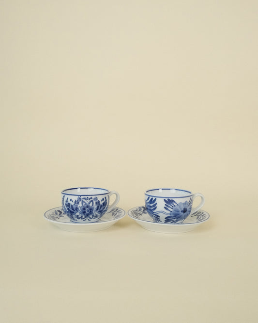 Par de Tazas con Plato Oriental Vintage