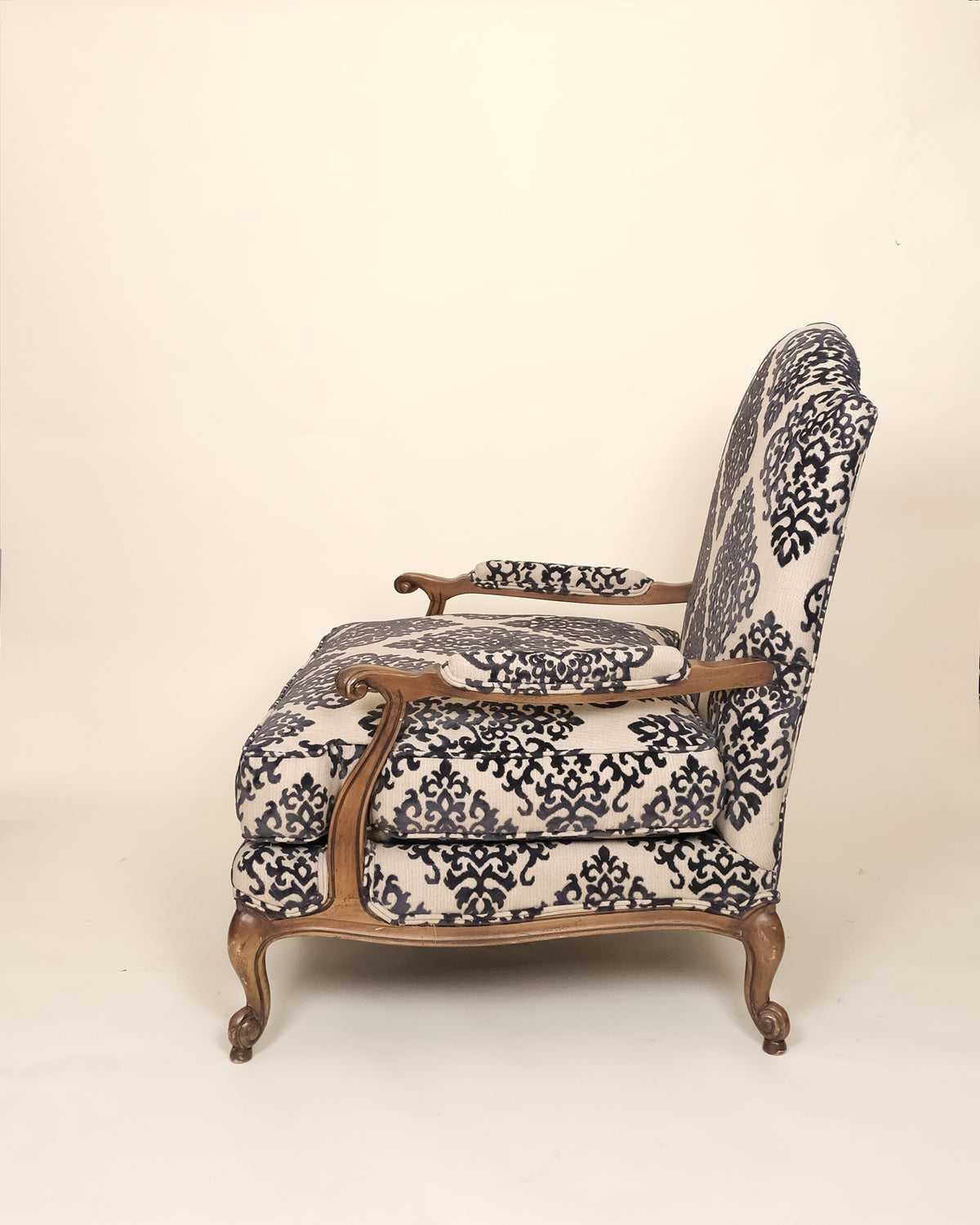 Sillón Vintage Tapizado en Damasco