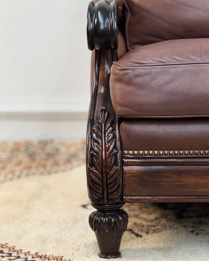 Sillón Vintage de Cuero con Otomán | Casa Perlo