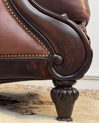 Sillón Vintage de Cuero con Otomán | Casa Perlo