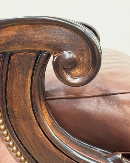 Sillón Vintage de Cuero con Otomán | Casa Perlo