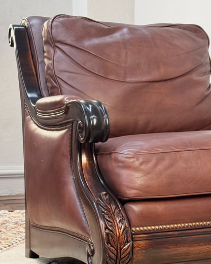 Sillón Vintage de Cuero con Otomán | Casa Perlo