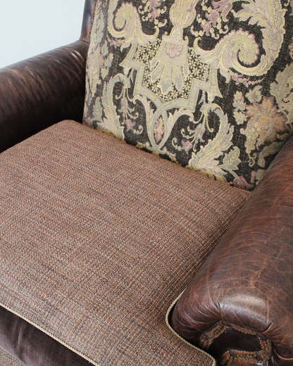 Sillón Vintage en Piel y Damasco | Casa Perlo