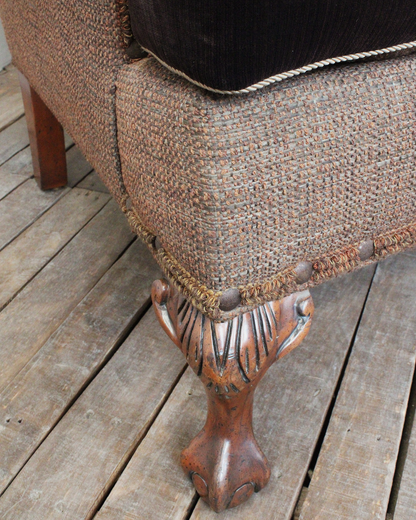 Sillón Vintage en Piel y Damasco | Casa Perlo